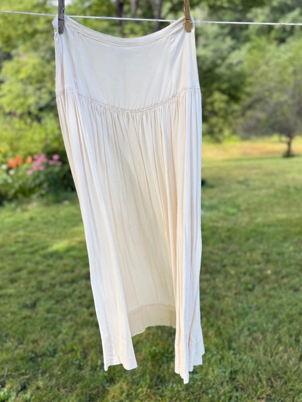 Vintage 1940s William Skinner Turku Long Skirt S Silk Rayon Off White Gathered